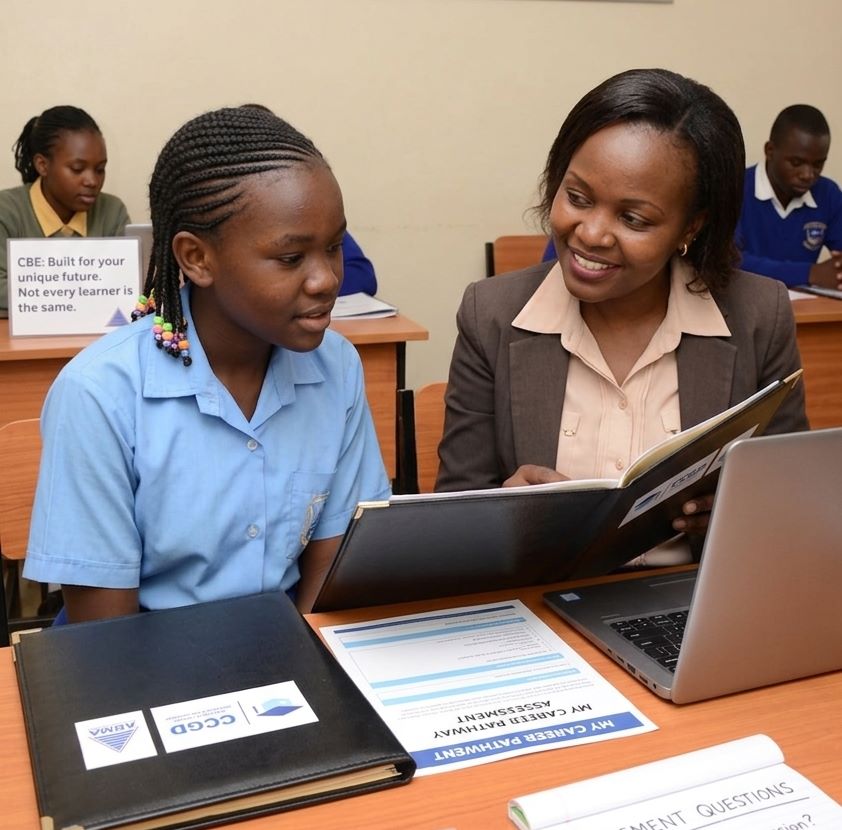 Counsellor guiding a student
